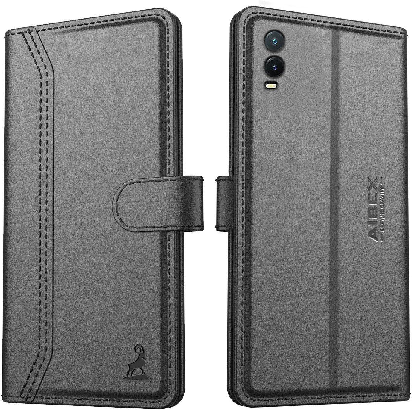 Vivo T1x Aibex PU Leather Flip Cover Foldable Stand & Pocket Magnetic Closure - Aibex