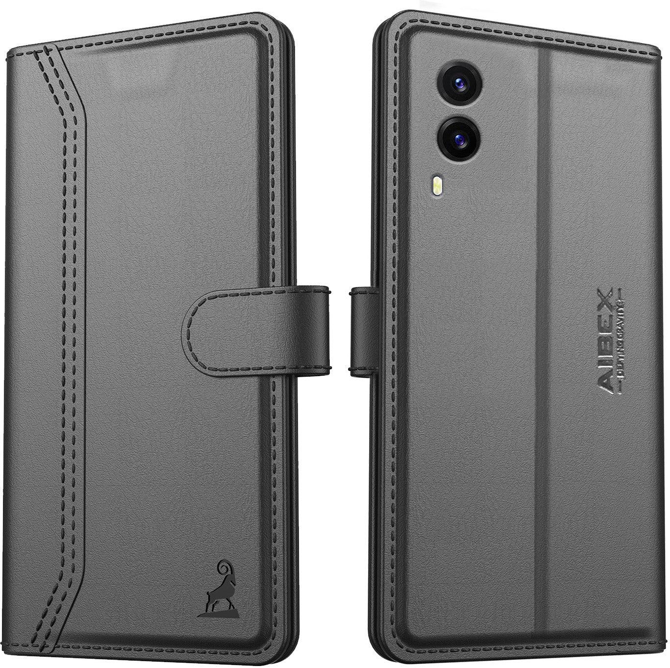 Vivo V21e 5G Aibex PU Leather Flip Cover Foldable Stand & Pocket Magnetic Closure - Aibex