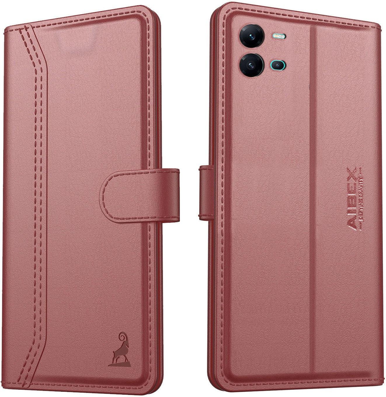 Vivo V25 5G Aibex PU Leather Flip Cover Foldable Stand & Pocket Magnetic Closure - Aibex