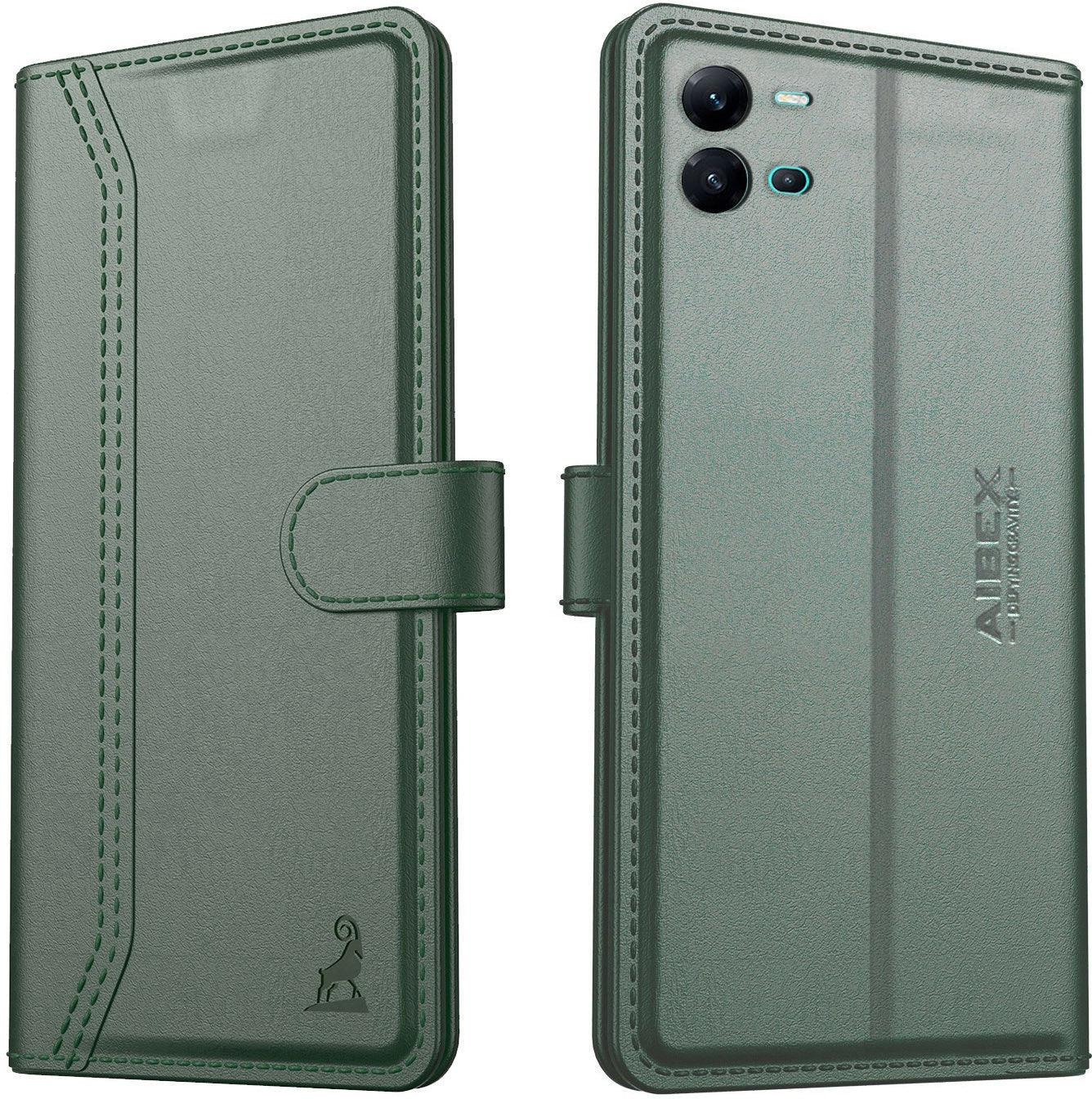 Vivo V25 5G Aibex PU Leather Flip Cover Foldable Stand & Pocket Magnetic Closure - Aibex