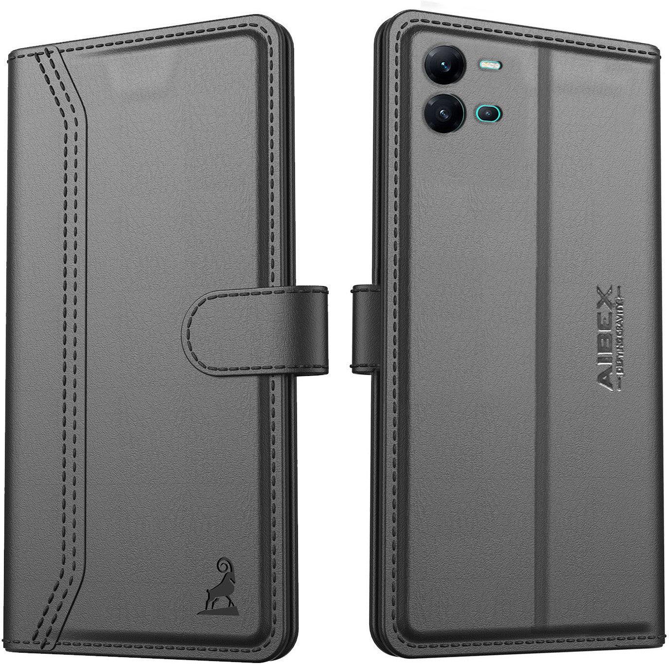 Vivo V25 5G Aibex PU Leather Flip Cover Foldable Stand & Pocket Magnetic Closure - Aibex