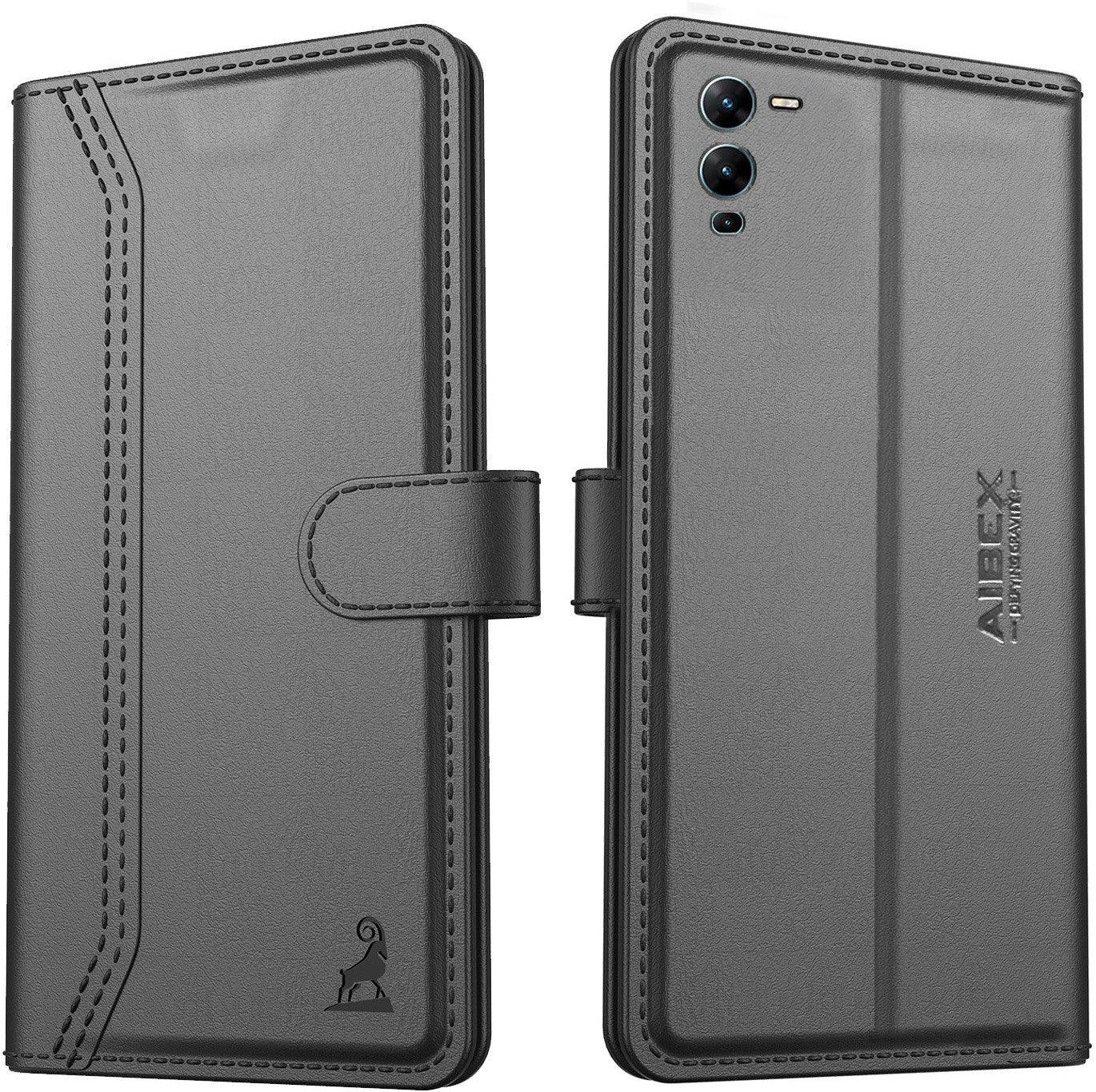 Vivo V25 Pro Aibex PU Leather Flip Cover Foldable Stand & Pocket Magnetic Closure - Aibex