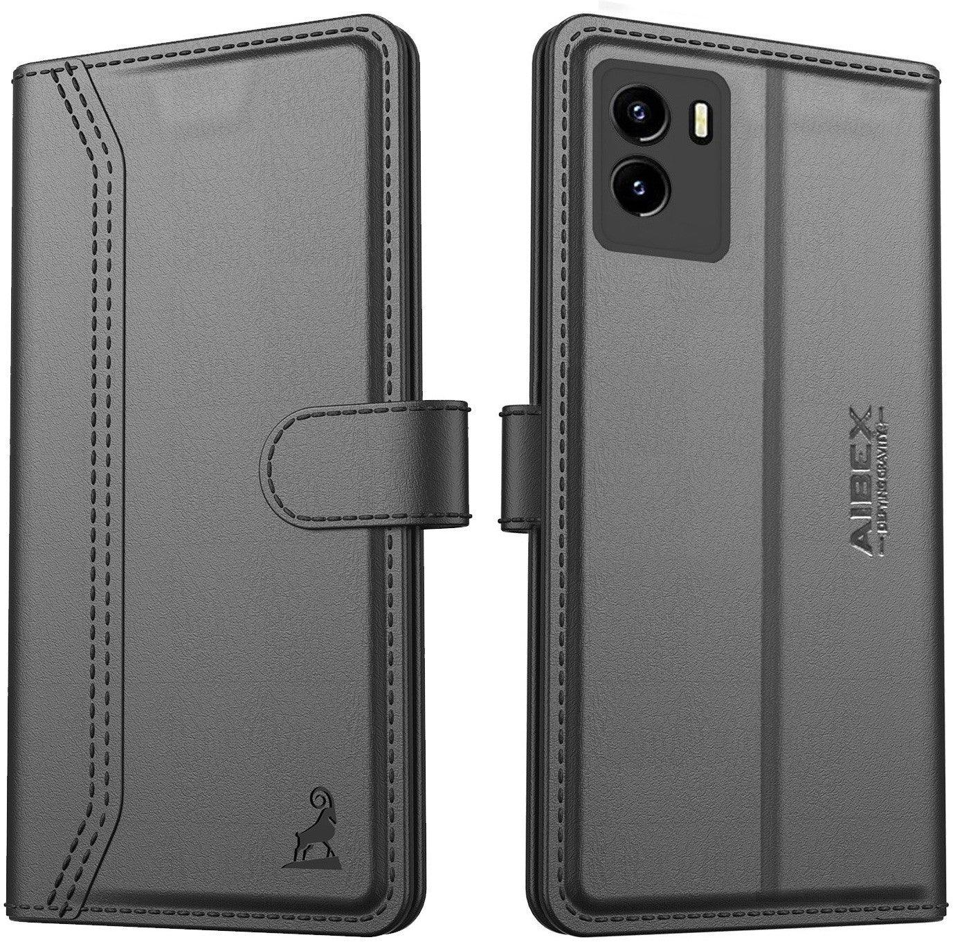 Vivo Y15s 2022 / Y01 Aibex PU Leather Flip Cover Foldable Stand & Pocket Magnetic Closure - Aibex