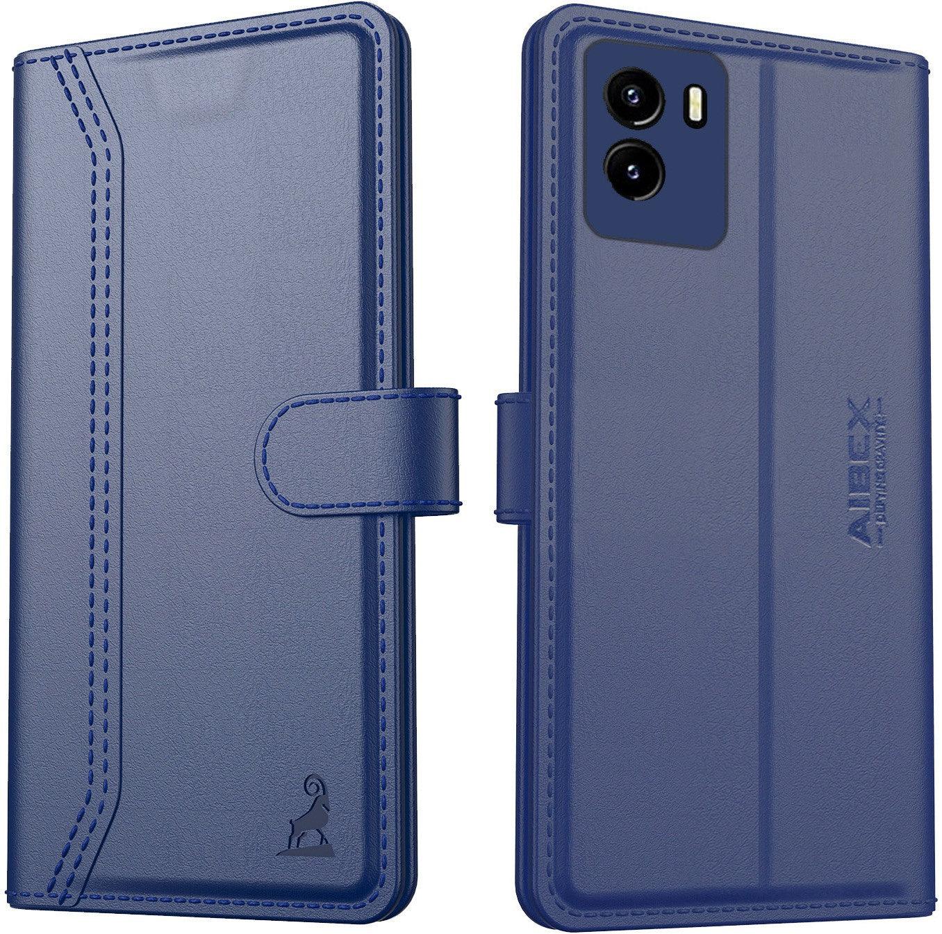 Vivo Y15s 2022 / Y01 Aibex PU Leather Flip Cover Foldable Stand & Pocket Magnetic Closure - Aibex