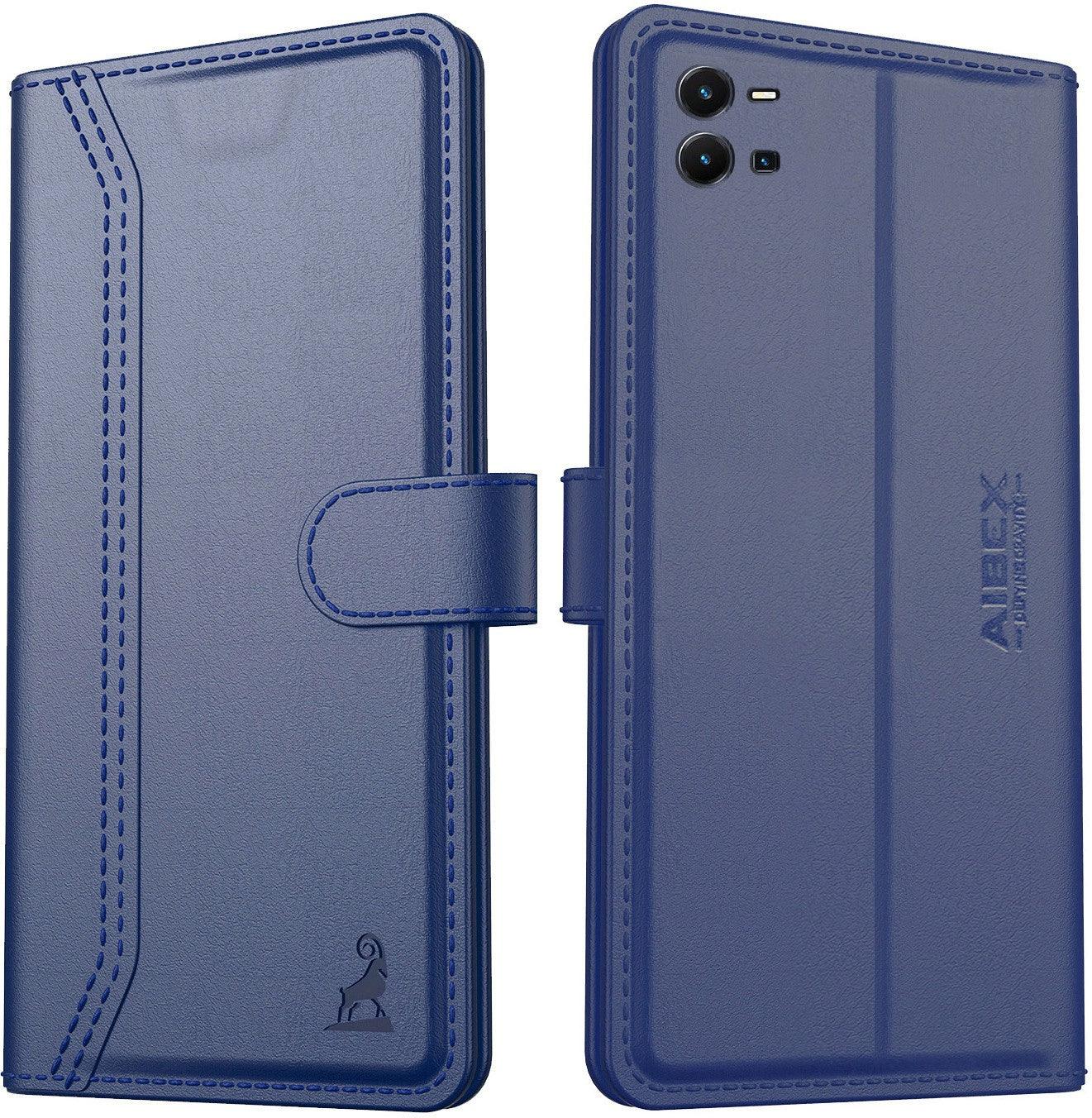 Vivo Y35 Aibex PU Leather Flip Cover Foldable Stand & Pocket Magnetic Closure - Aibex