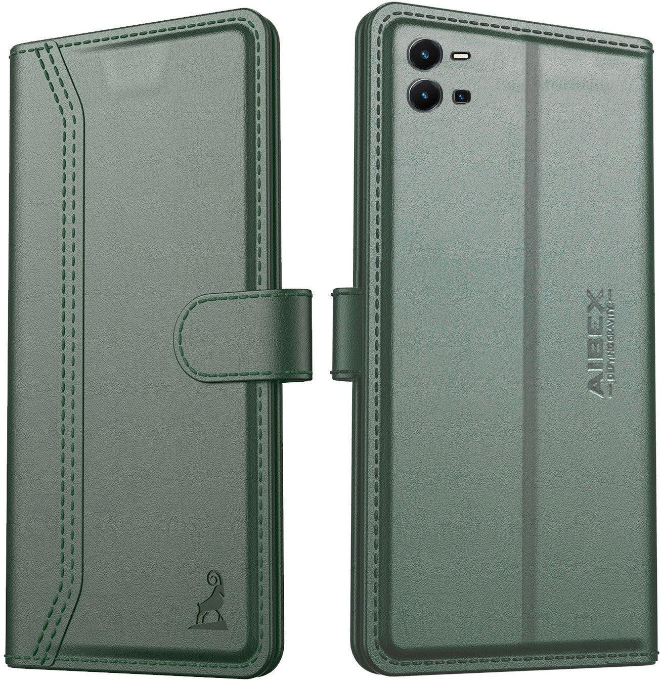 Vivo Y35 Aibex PU Leather Flip Cover Foldable Stand & Pocket Magnetic Closure - Aibex