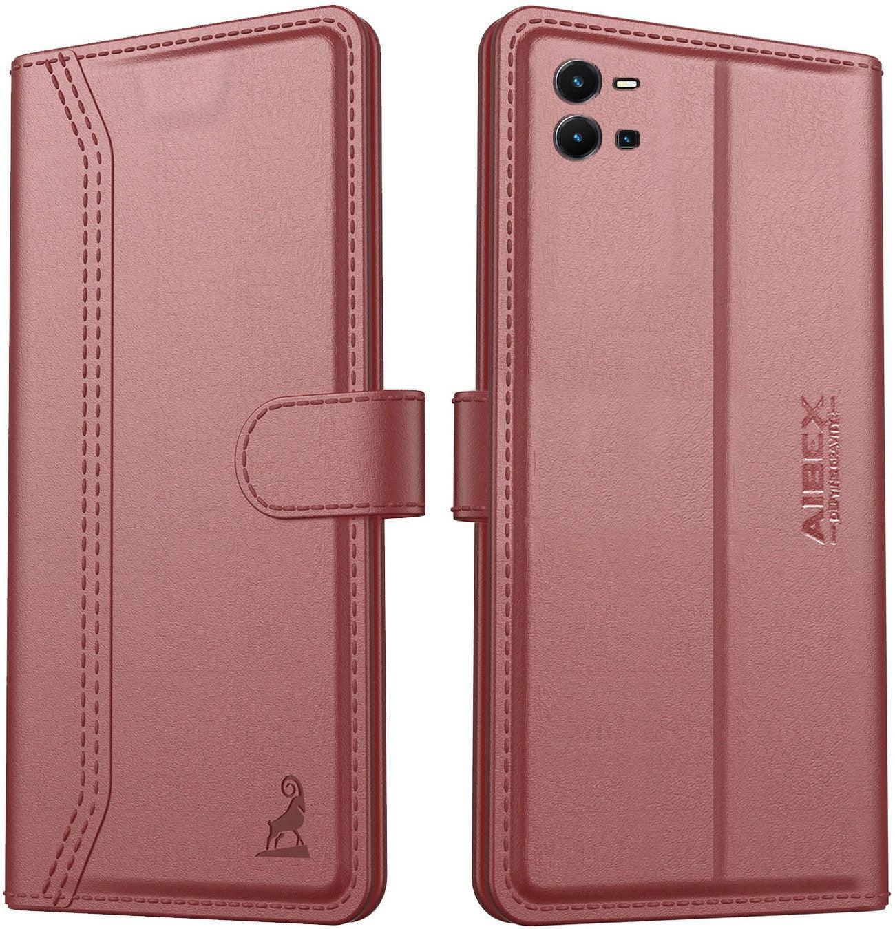Vivo Y35 Aibex PU Leather Flip Cover Foldable Stand & Pocket Magnetic Closure - Aibex