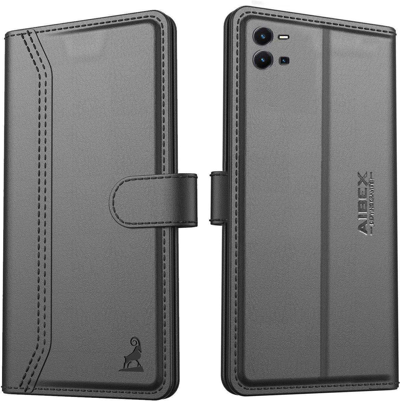 Vivo Y35 Aibex PU Leather Flip Cover Foldable Stand & Pocket Magnetic Closure - Aibex