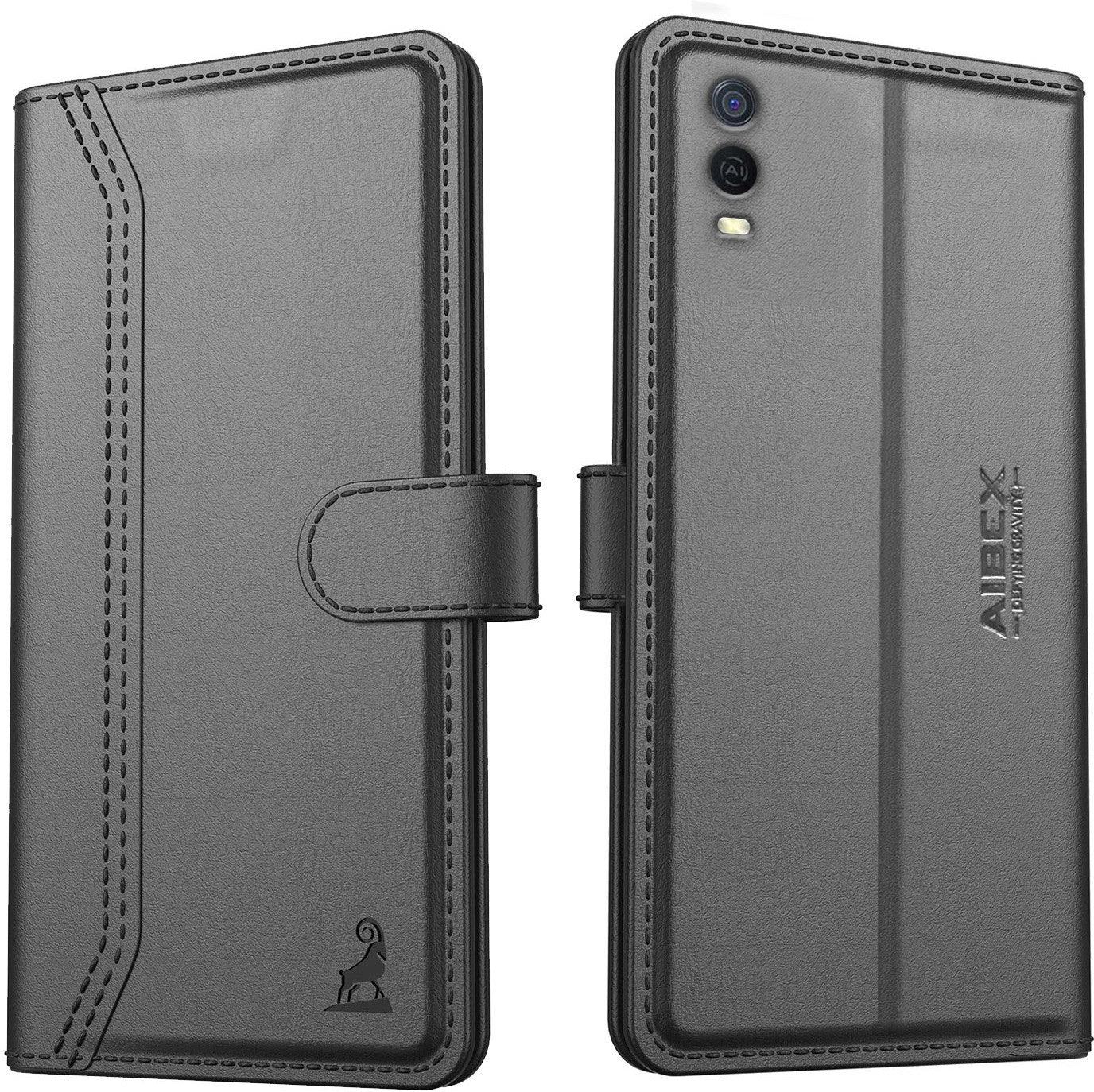 Vivo Y3s Aibex PU Leather Flip Cover Foldable Stand & Pocket Magnetic Closure - Aibex