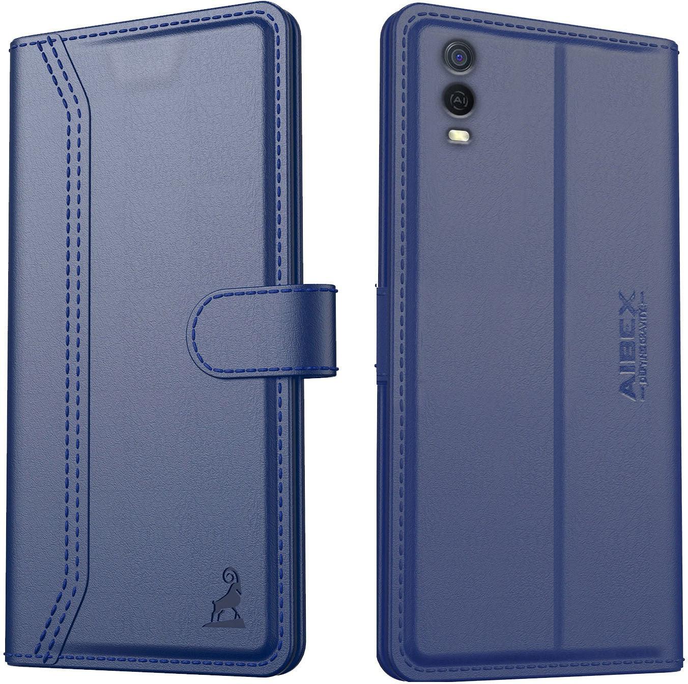 Vivo Y3s Aibex PU Leather Flip Cover Foldable Stand & Pocket Magnetic Closure - Aibex