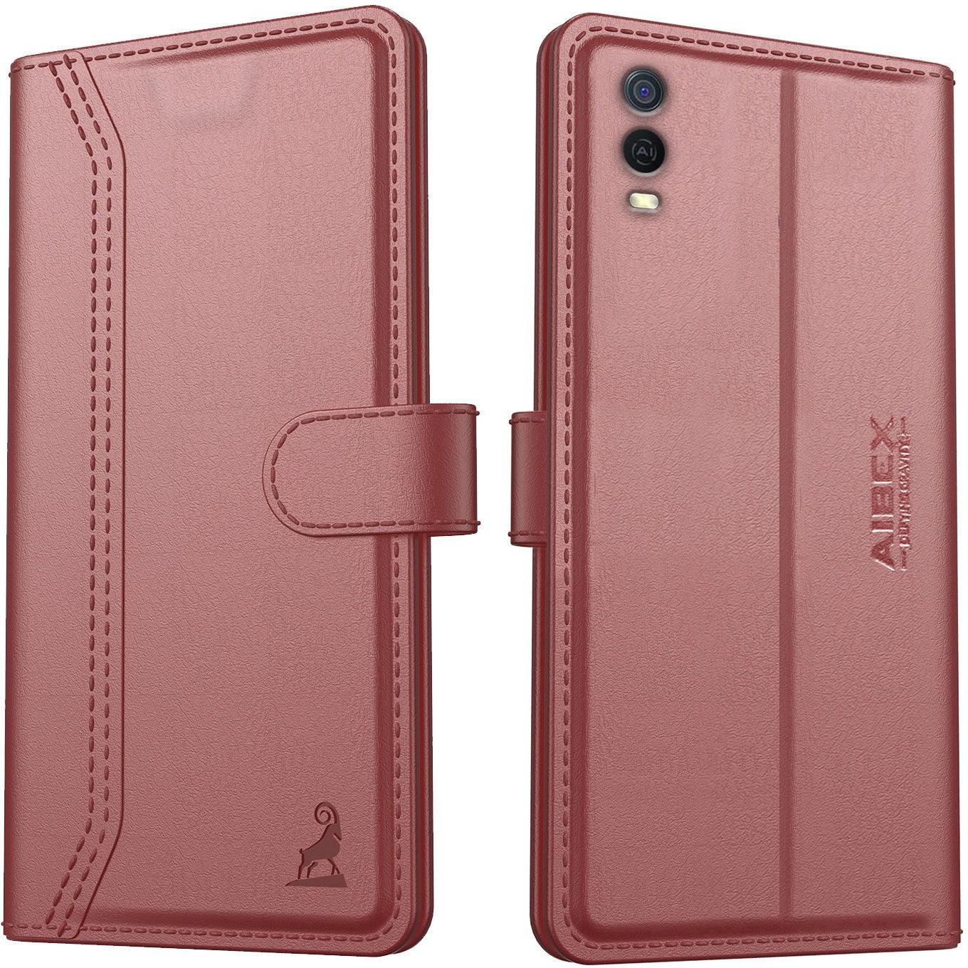 Vivo Y3s Aibex PU Leather Flip Cover Foldable Stand & Pocket Magnetic Closure - Aibex