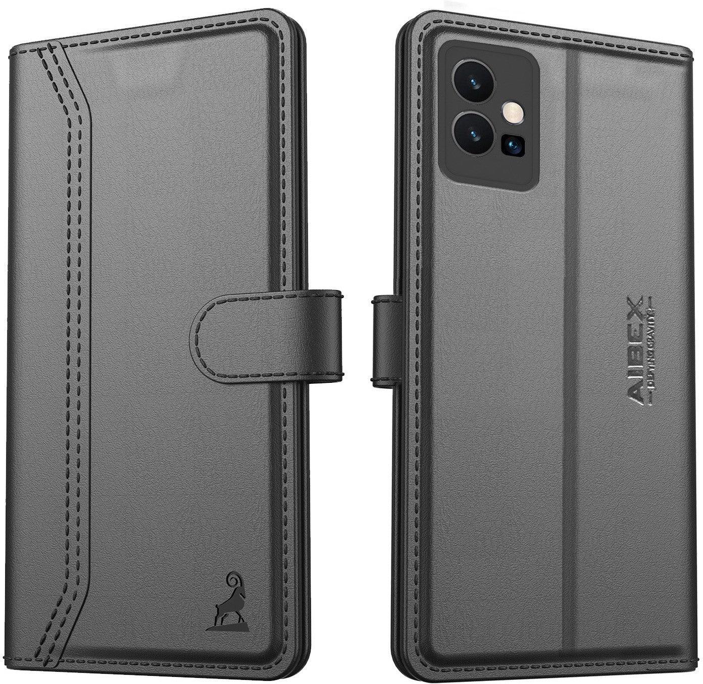 Vivo Y75 5G / Vivo T1 5G / iQOO Z6 5G Aibex PU Leather Flip Cover Foldable Stand & Pocket Magnetic Closure - Aibex