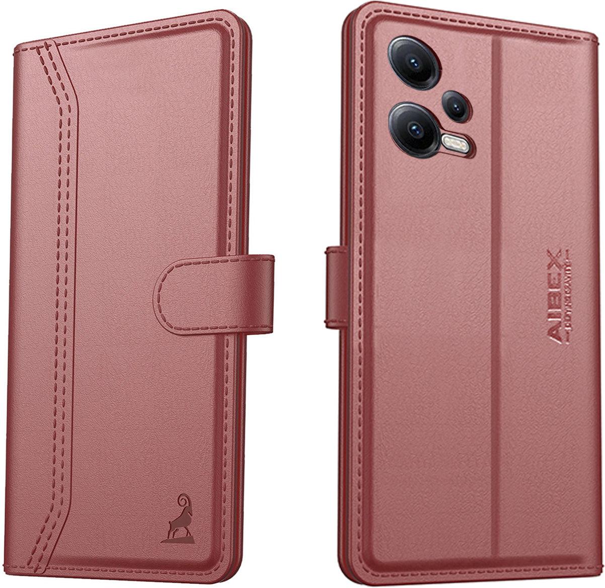 Xiaomi Redmi Note 12 5G / Poco X5 5G Aibex PU Leather Flip Cover Foldable Stand & Pocket Magnetic Closure - Aibex