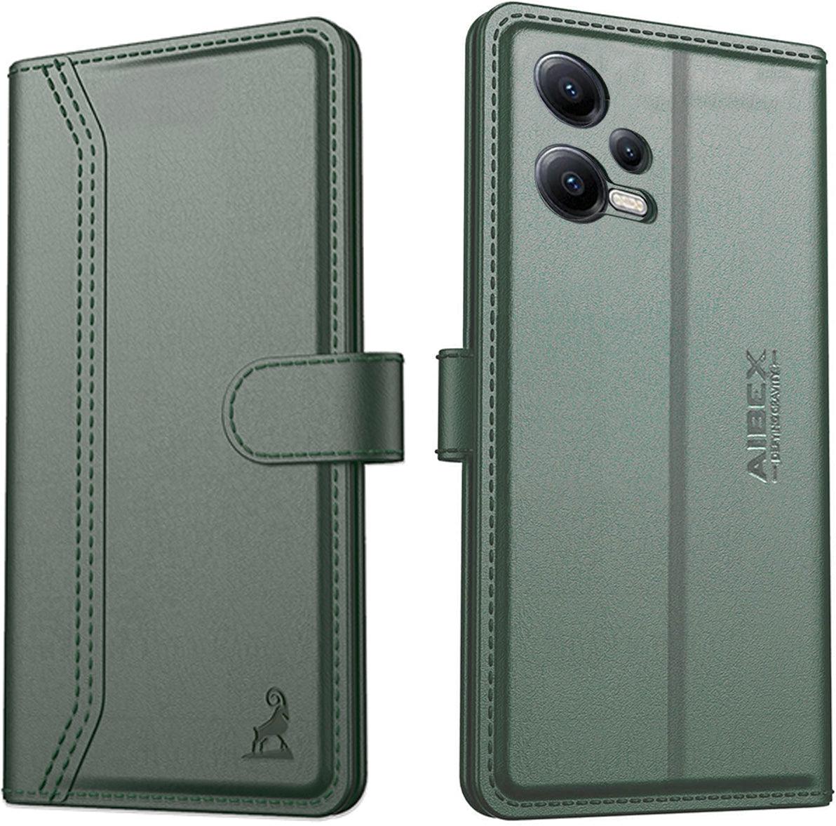 Xiaomi Redmi Note 12 5G / Poco X5 5G Aibex PU Leather Flip Cover Foldable Stand & Pocket Magnetic Closure - Aibex