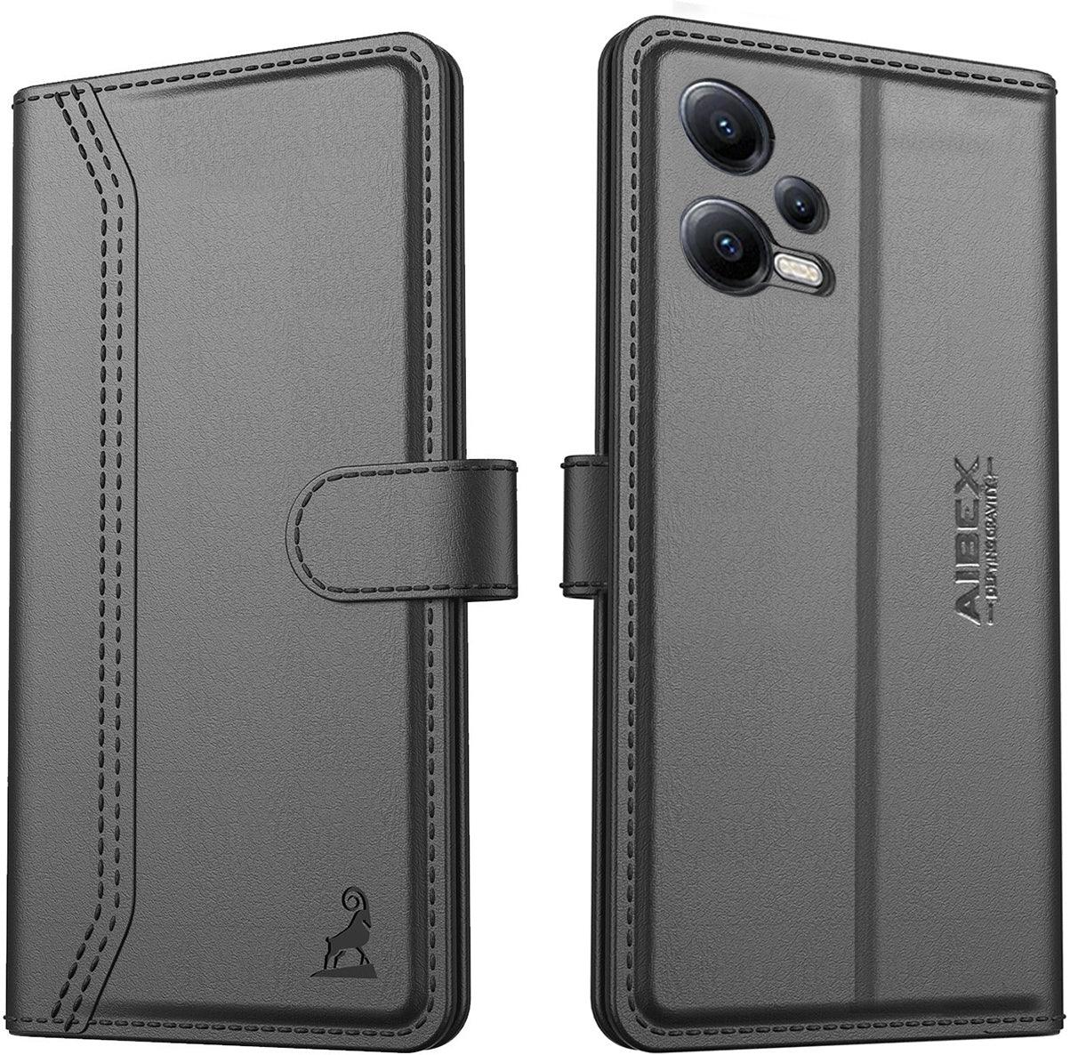Xiaomi Redmi Note 12 5G / Poco X5 5G Aibex PU Leather Flip Cover Foldable Stand & Pocket Magnetic Closure - Aibex