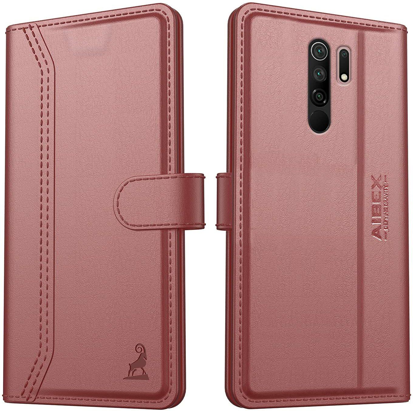 Xiaomi Redmi 9 Prime / Poco M2 Aibex PU Leather Flip Cover Foldable Stand & Pocket Magnetic Closure - Aibex