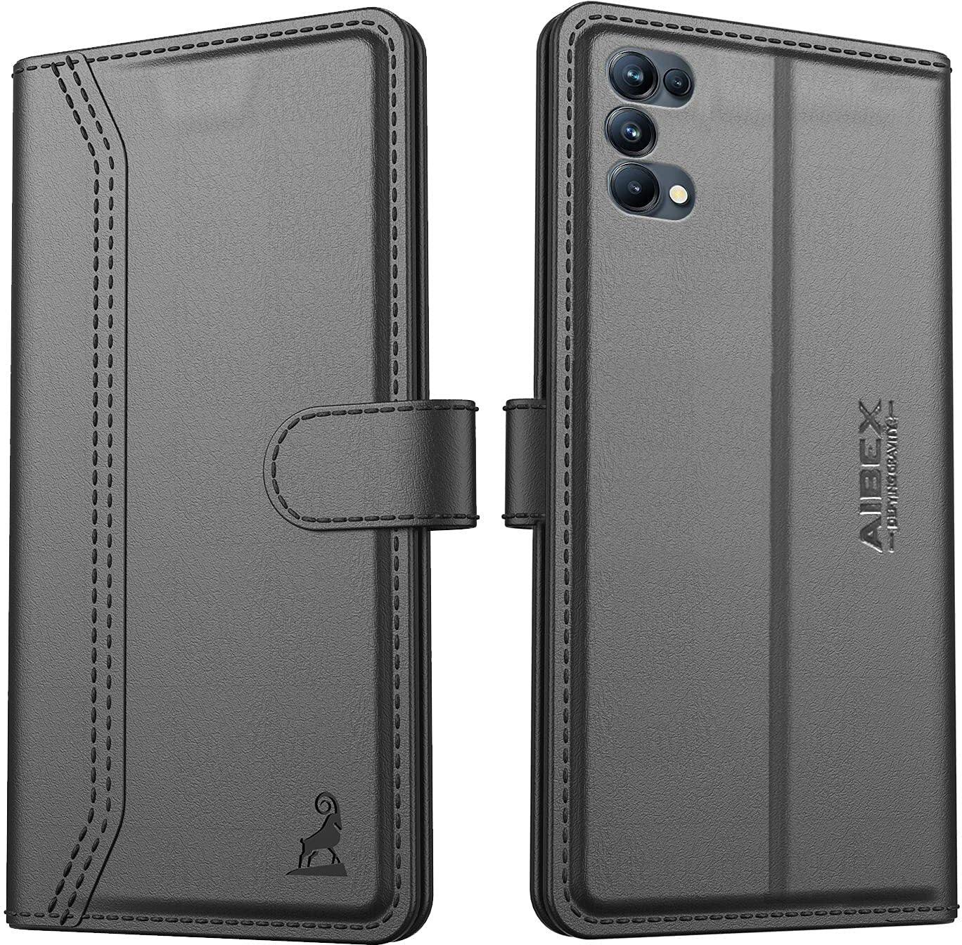 Oppo A74 5G Aibex PU Leather Flip Cover Foldable Stand & Pocket Magnetic Closure - Aibex