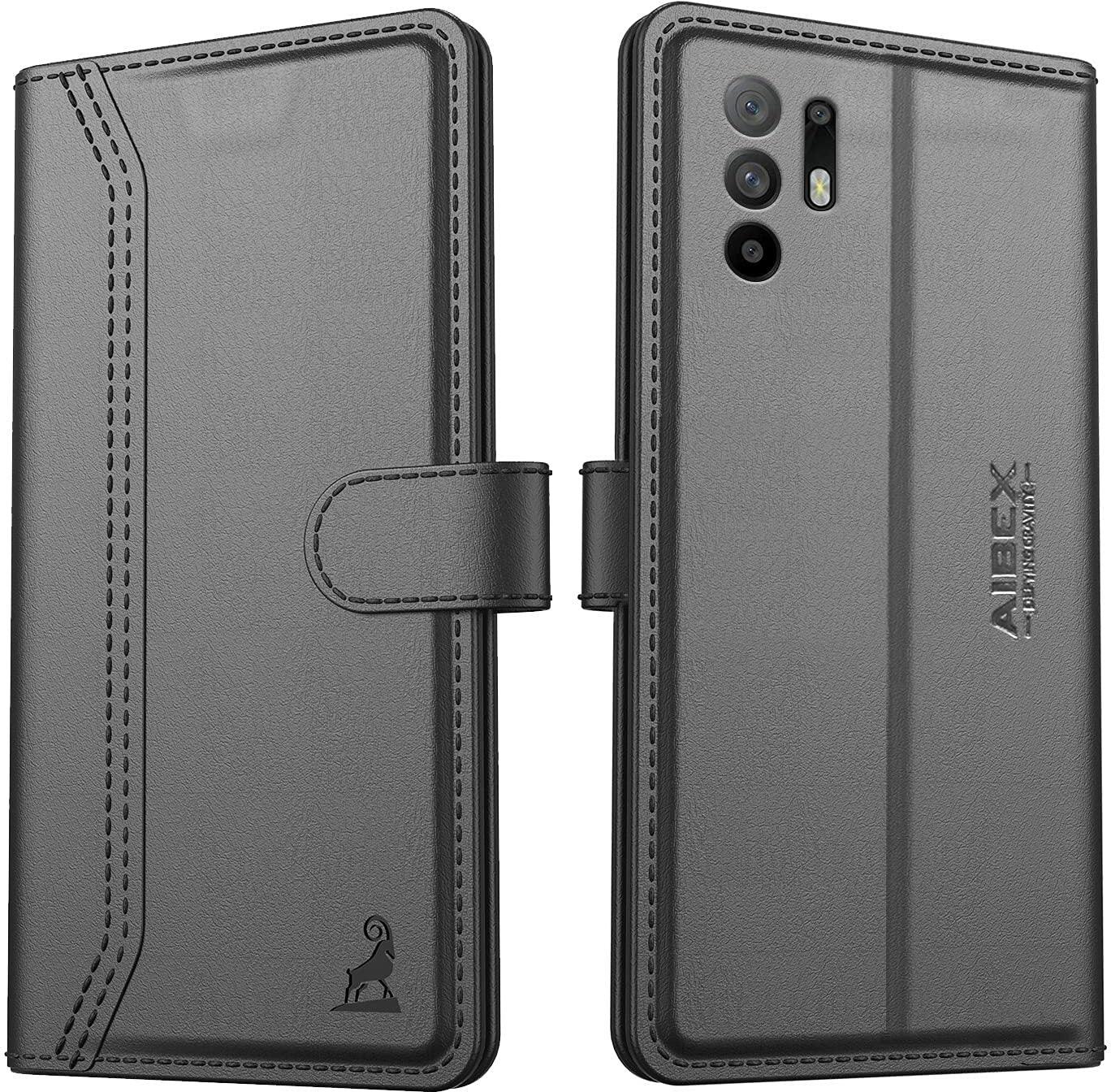 Oppo F19 Pro Plus Aibex PU Leather Flip Cover Foldable Stand & Pocket Magnetic Closure - Aibex