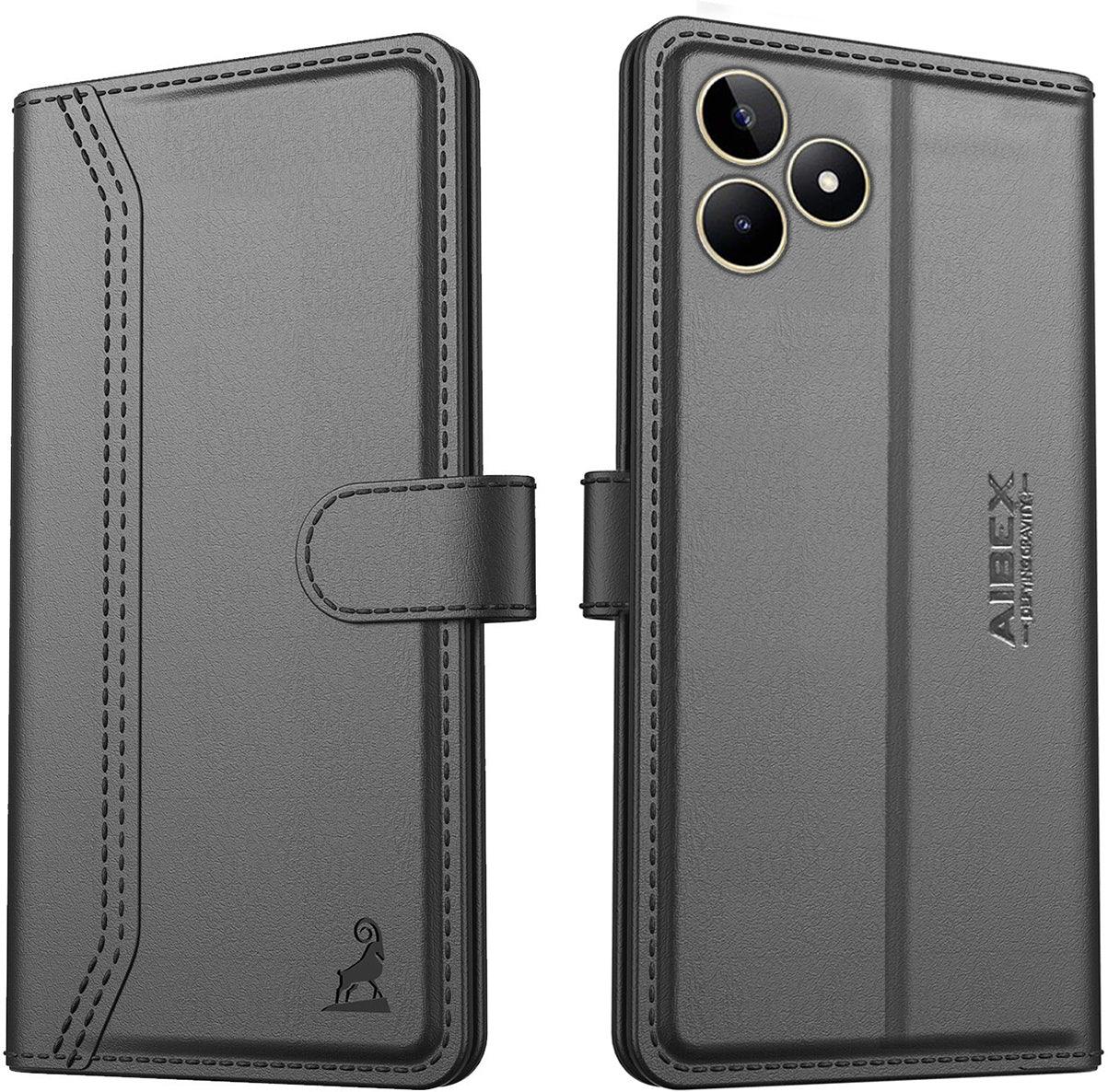 Realme Narzo N53 / Realme C51 Aibex PU Leather Flip Cover Foldable Stand & Pocket Magnetic Closure - Aibex
