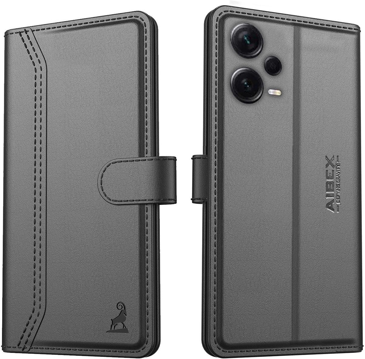 Xiaomi Redmi Note 12 Pro 5G Aibex PU Leather Flip Cover Foldable Stand & Pocket Magnetic Closure - Aibex