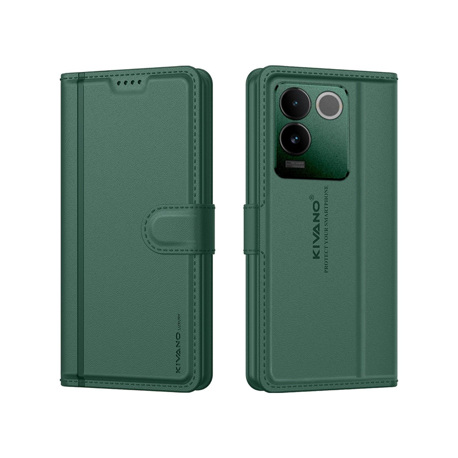 Leather Wallet Case for IQOO Z7 Pro 5G / Vivo T2 Pro 5G ?Stylish Flip Folio Cover with Card Holder, Stand -KIVANO LUXE - Aibex