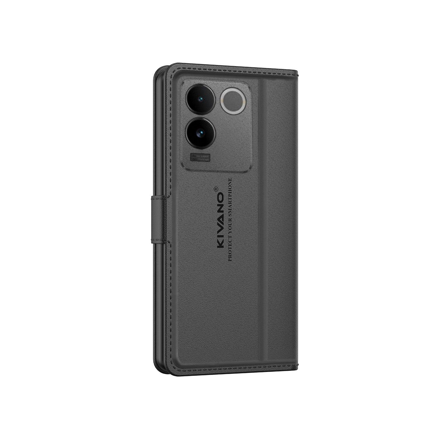 Leather Wallet Case for IQOO Z7 Pro 5G / Vivo T2 Pro 5G ?Stylish Flip Folio Cover with Card Holder, Stand -KIVANO LUXE - Aibex