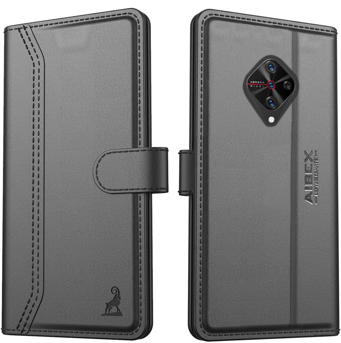 Vivo S1 Pro Aibex PU Leather Flip Cover Foldable Stand & Pocket Magnetic Closure - Aibex