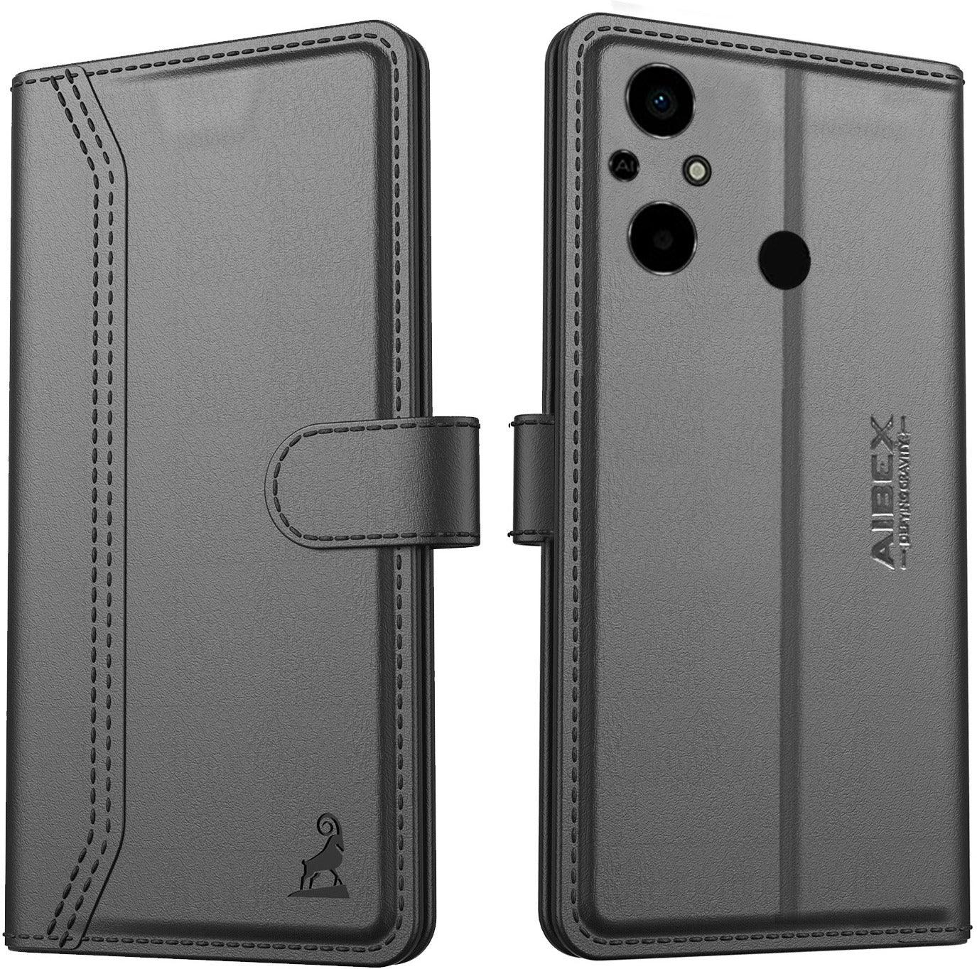 Xiaomi Poco C55 / Redmi 12C Aibex PU Leather Flip Cover Foldable Stand & Pocket Magnetic Closure - Aibex